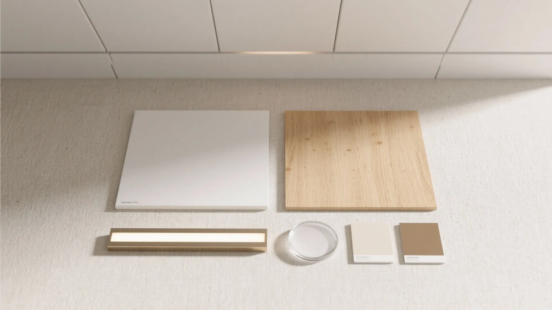 Material Mix: Wood Veneer, Gypsum, and Subtle Metal Lines