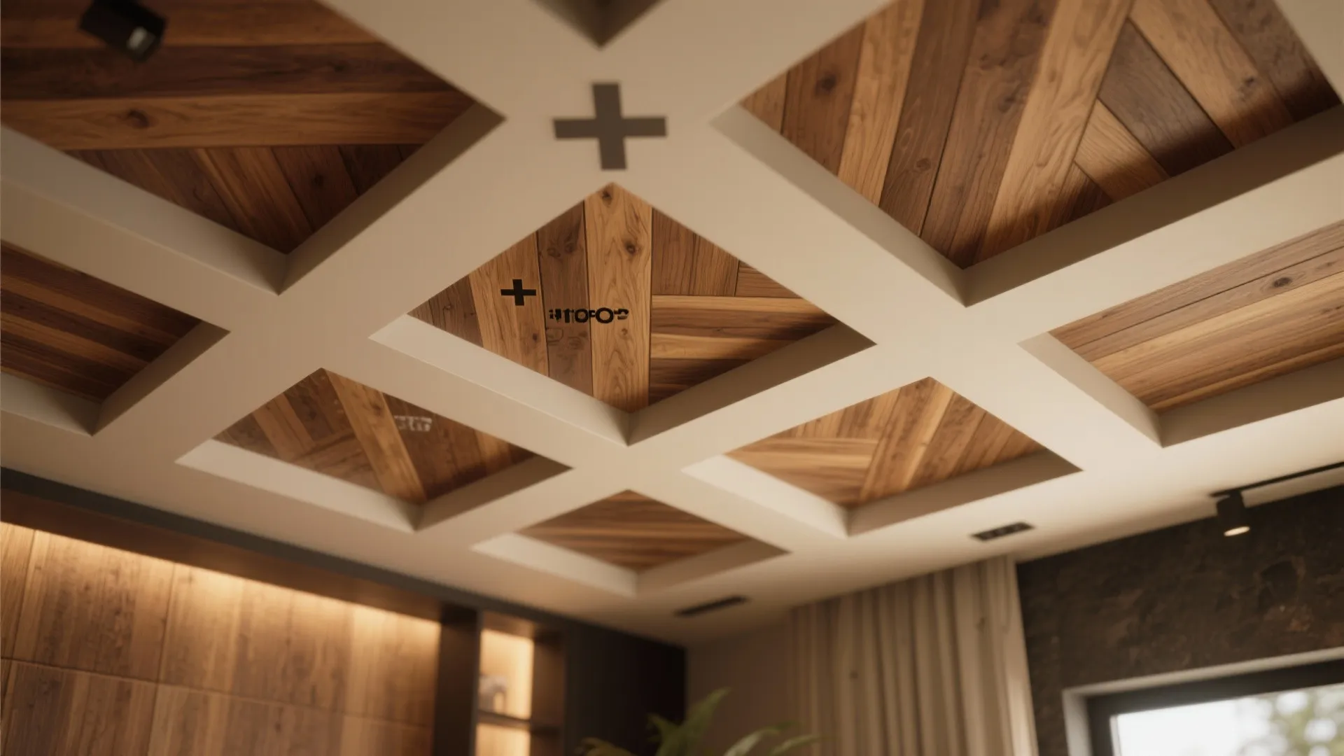 POP Ceiling with Wooden Inlays