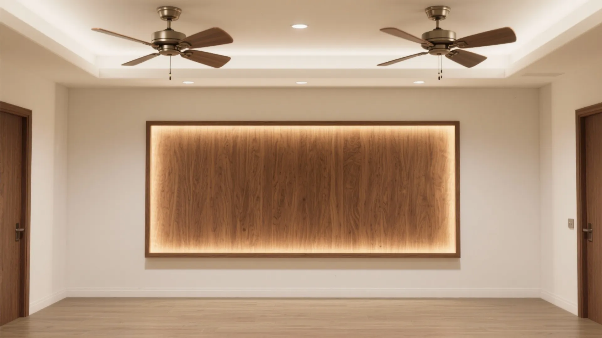 Warm Wood-Laminate Inset with Hidden Light
