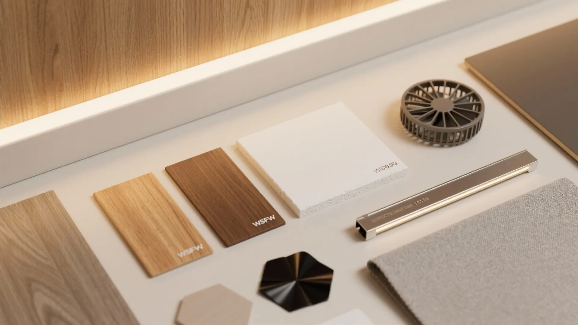 Warm Wood-Laminate Inset with Hidden Light