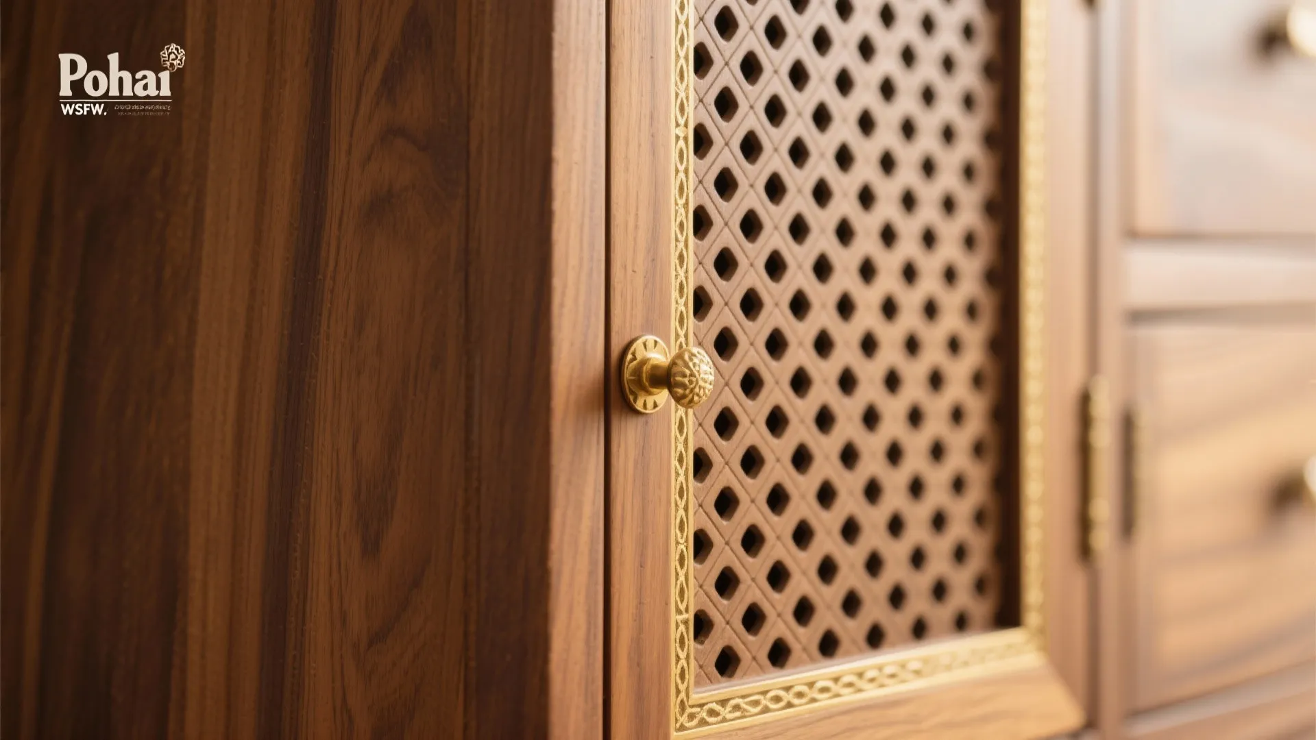 Warm Wood, Brass Accents, and Breathable Jaali Doors