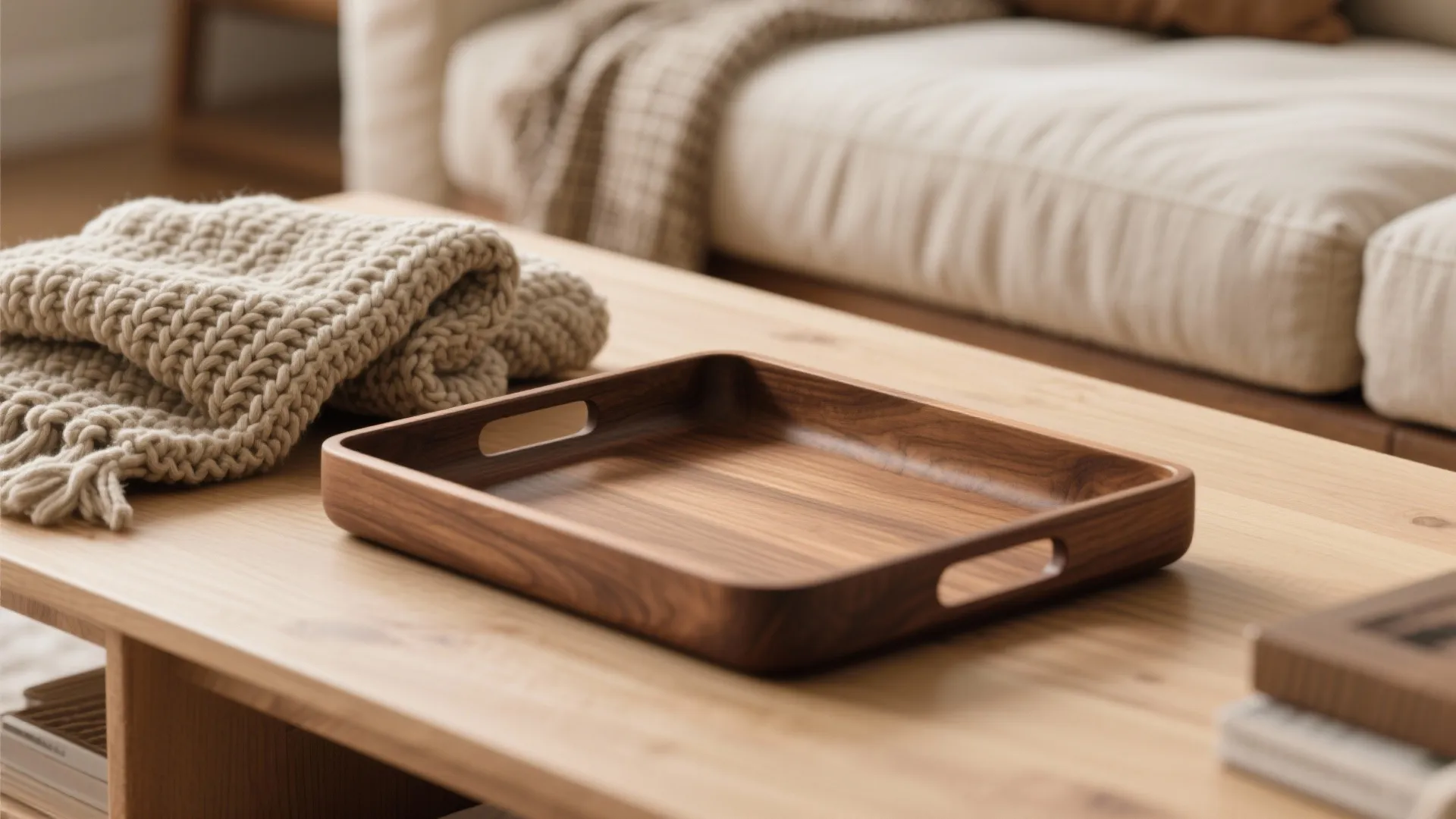 Texture and warm wood accents