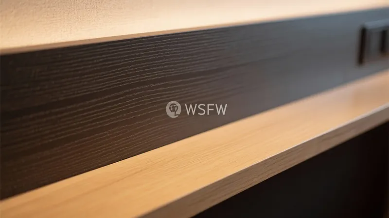 Modern Desk Detail with Wood Texture and Integrated Lighting