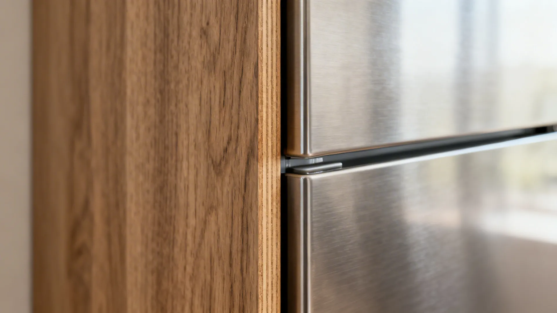 Warm wood accents to balance stainless and stone