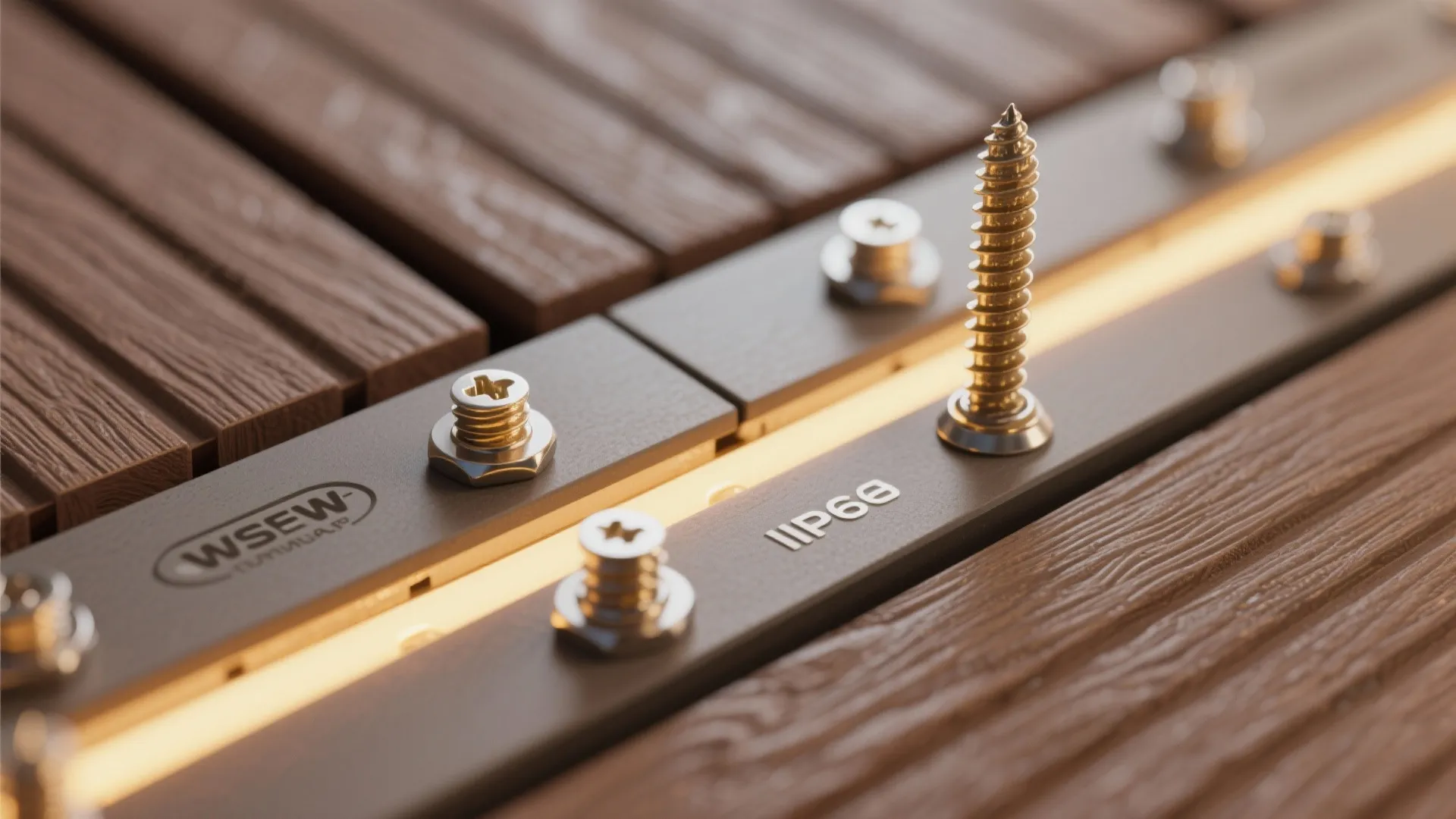 Weather-Resistant Wood Accents and Warm Lighting