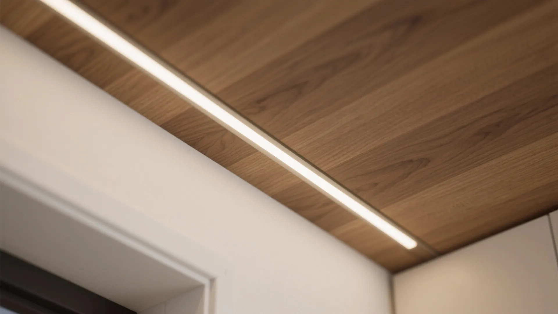 Warm Wood-Laminate Inset with Hidden Light