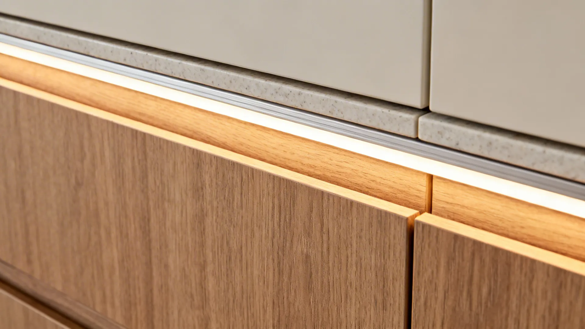 Warm Wood Accents with Integrated Lighting