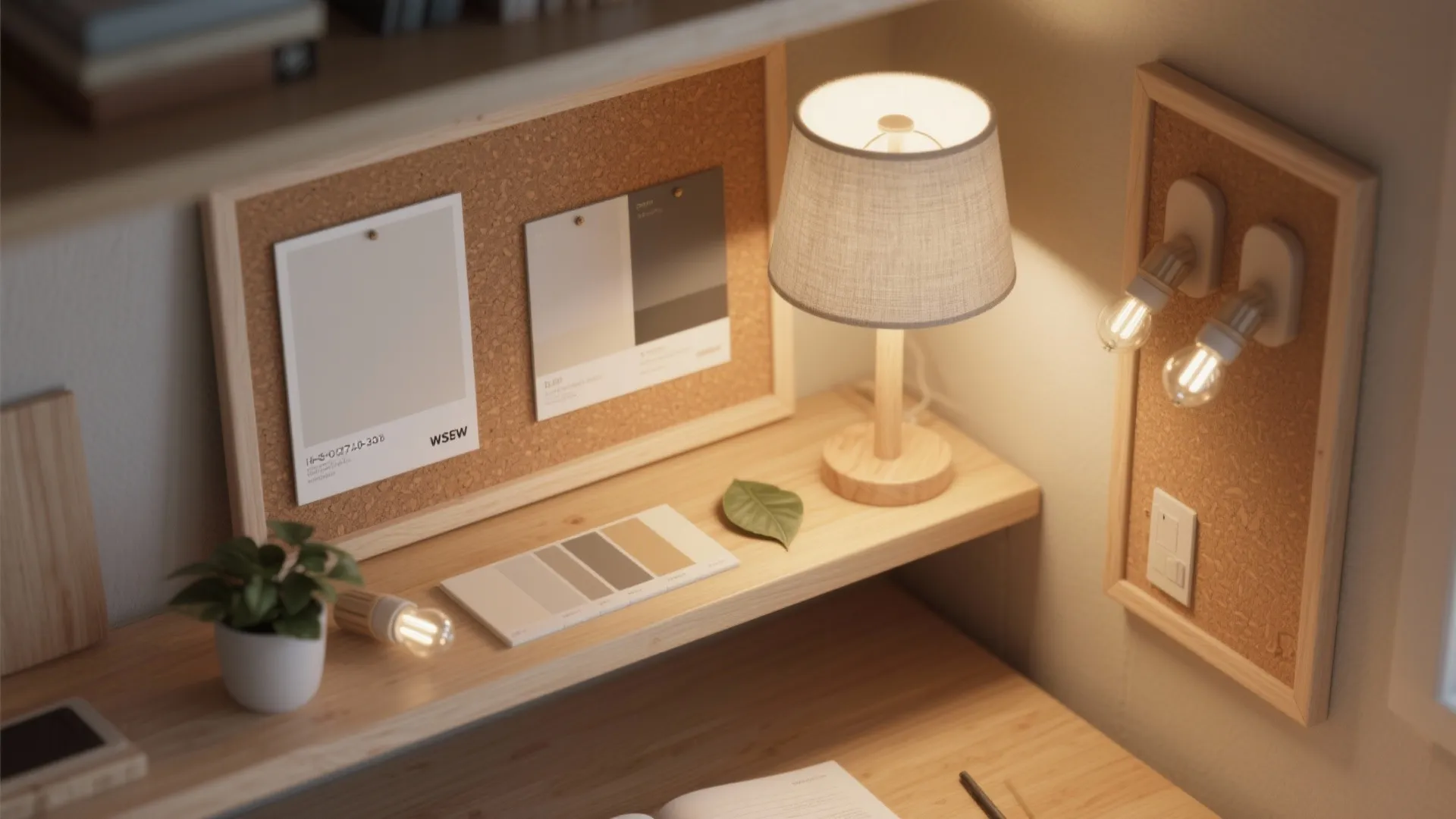 Warm wood accents and layered lighting for comfort and clarity