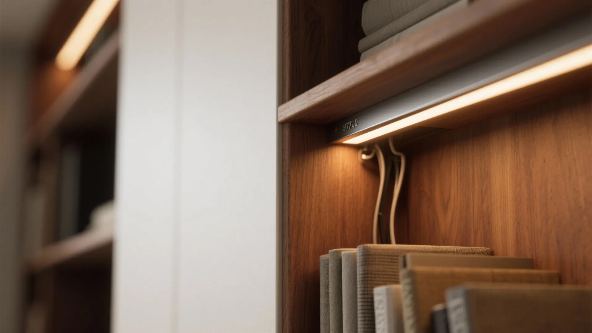 Warm wood accents with integrated lighting