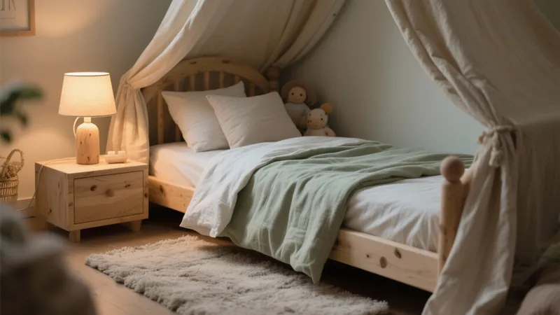 Cozy Wooden Canopy Bedroom for Kids