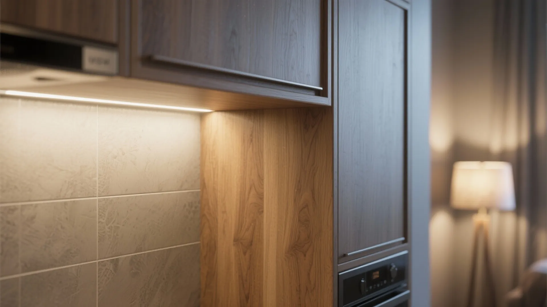 Warmth from wood accents and layered lighting