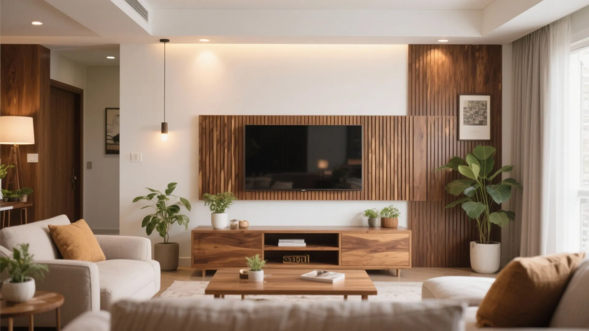 Warm wood elements to soften modern edges