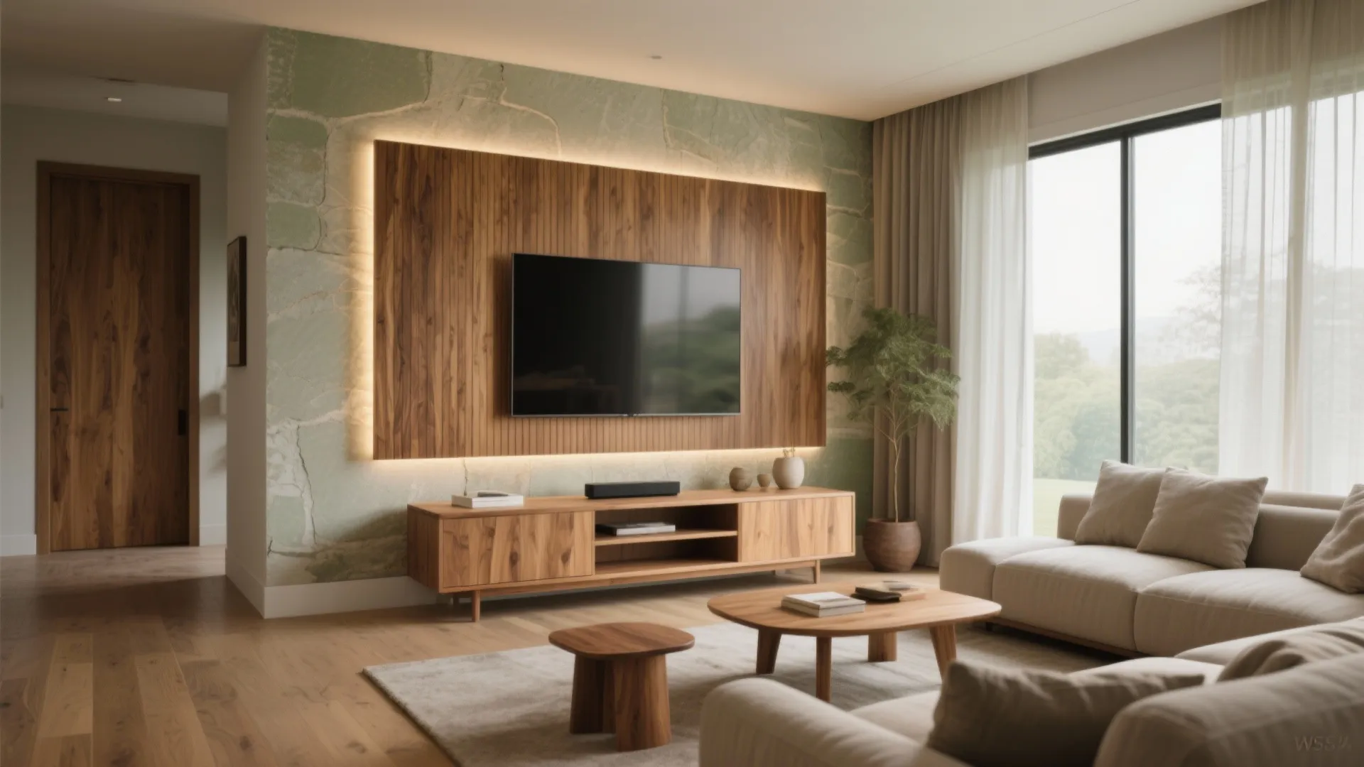 Wood Accents and the Warm, Calm Living Room