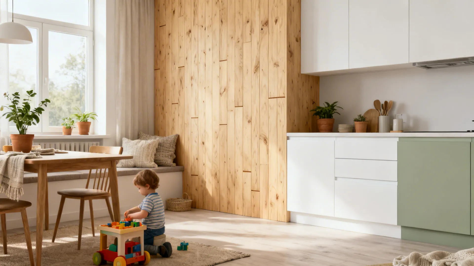 Textured Wood-Look Panels for Warmth