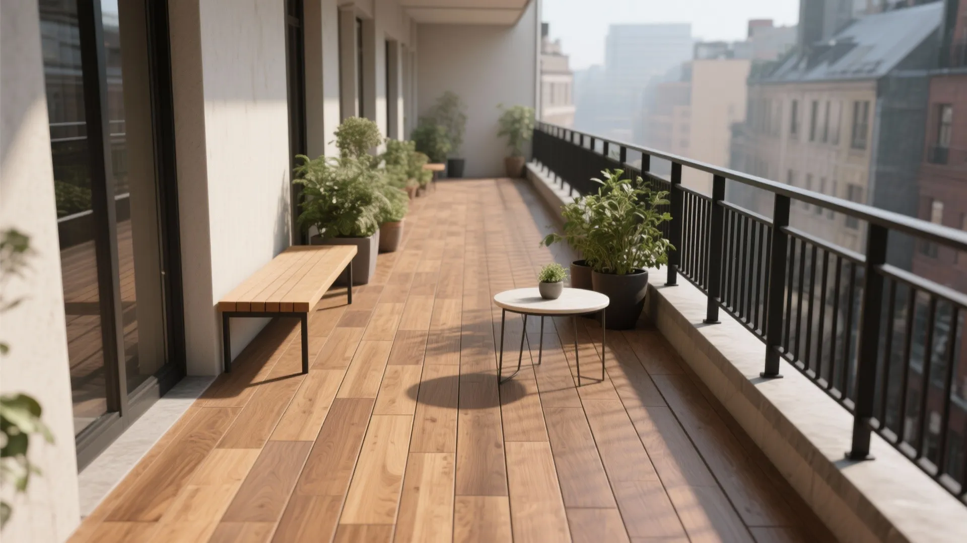Wood-look tiles for warmth and easy care