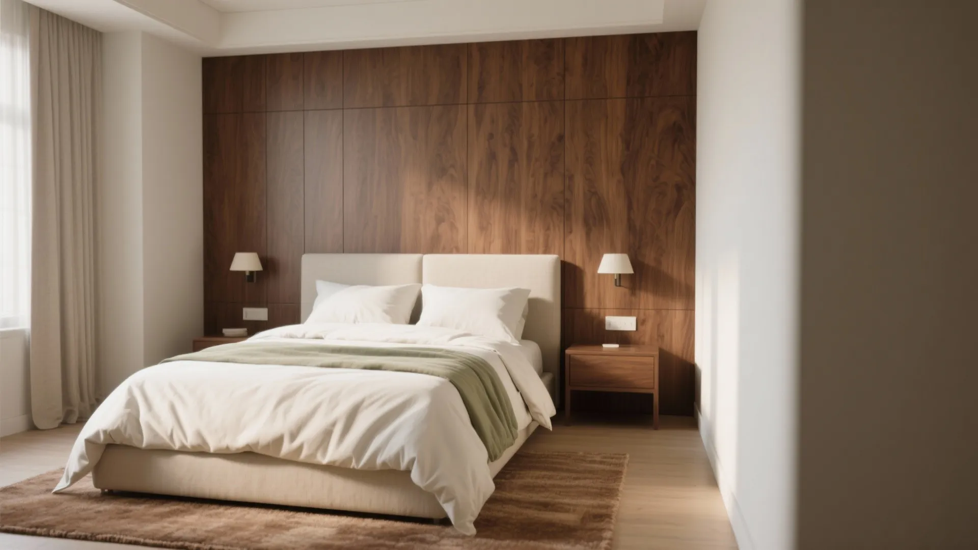 Wood-look PVC warms a small bedroom