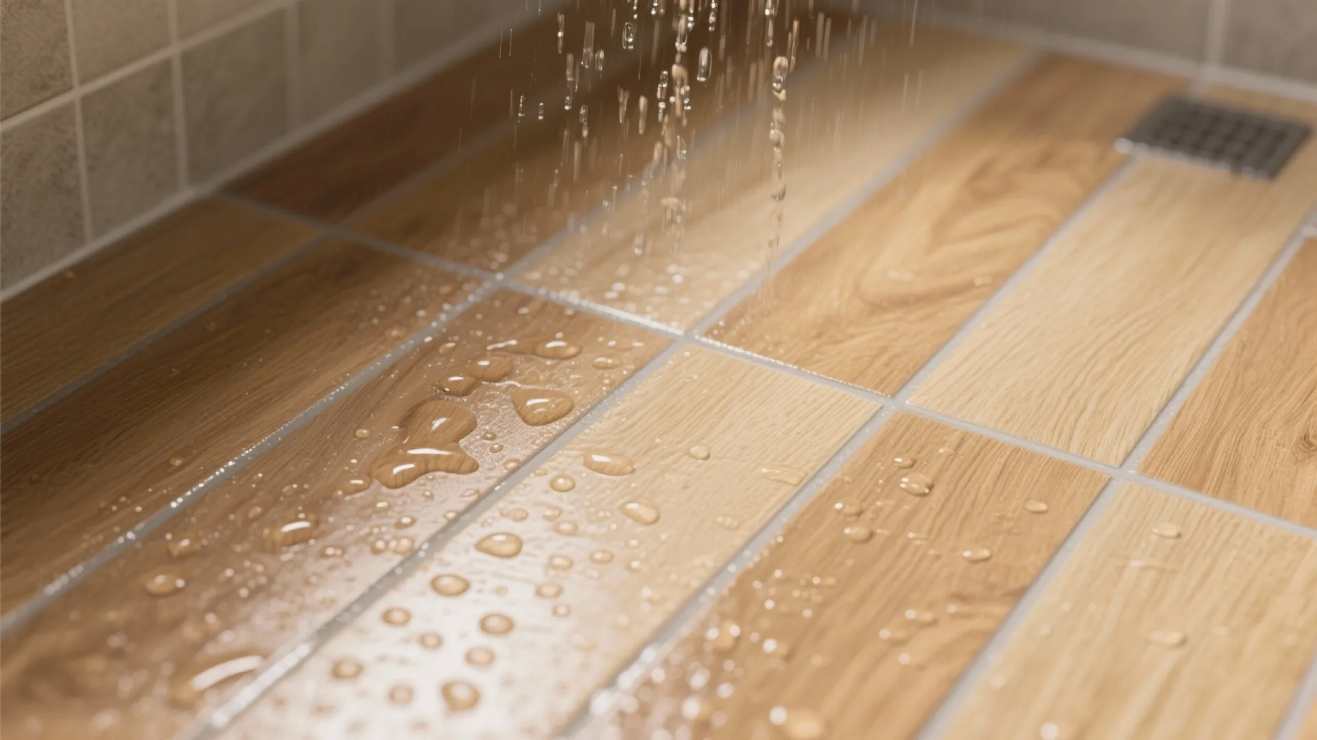 Warm wood-look tiles for spa calm