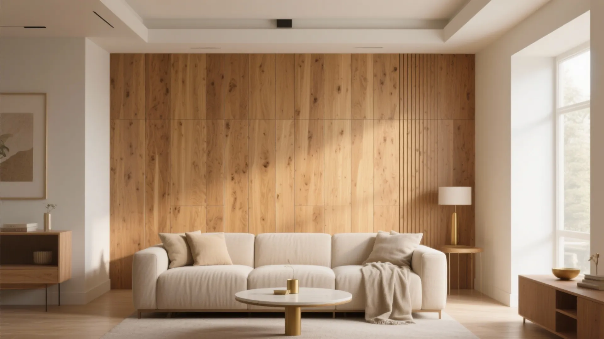 Warm wood-look porcelain panels