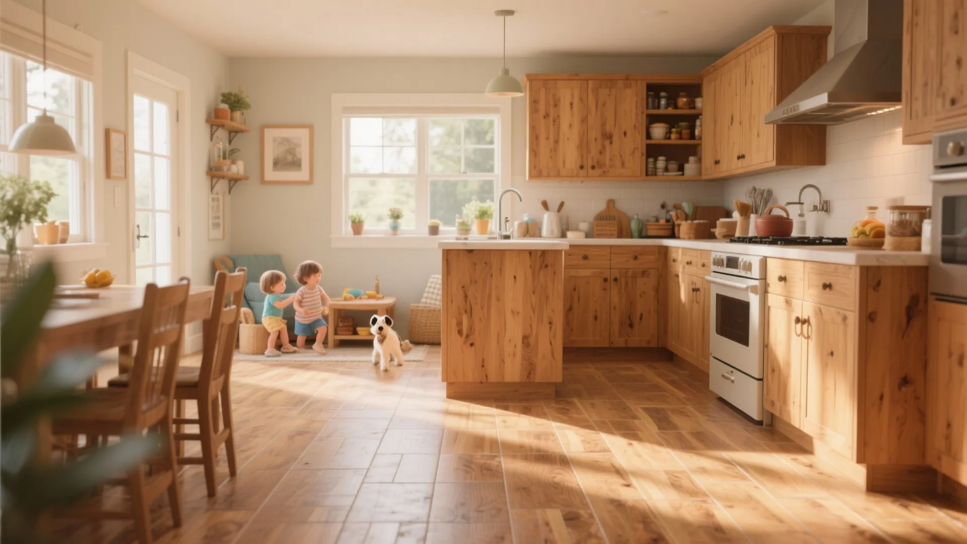 3. Wood-Look Porcelain for Warmth