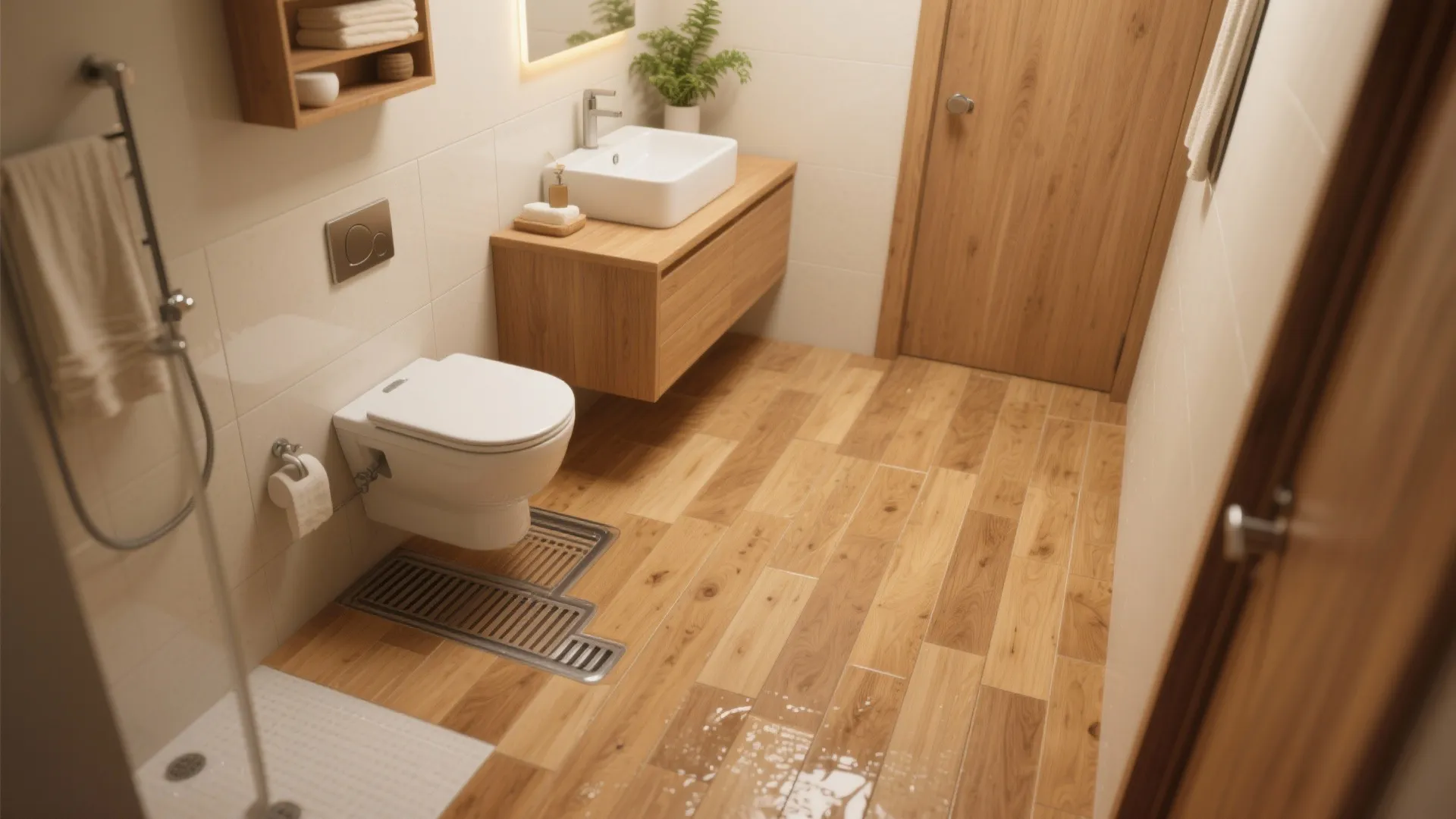 4) Warm Wood-Look Porcelain to Bring Spa Comfort