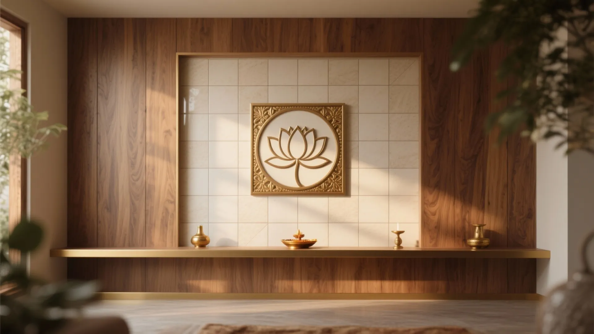 Wood-Grain Porcelain with Lotus or Peepal Accents