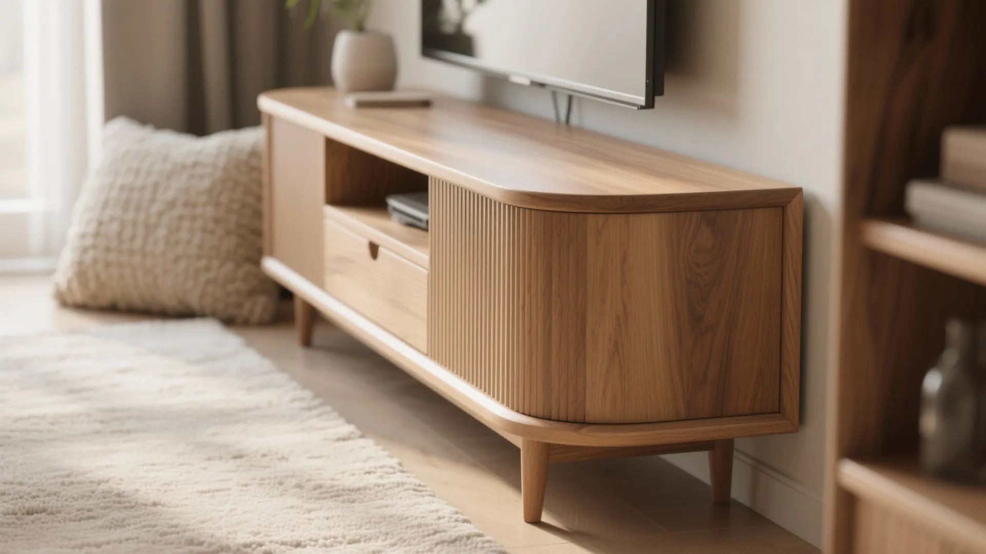 Warm wood accents for calm comfort