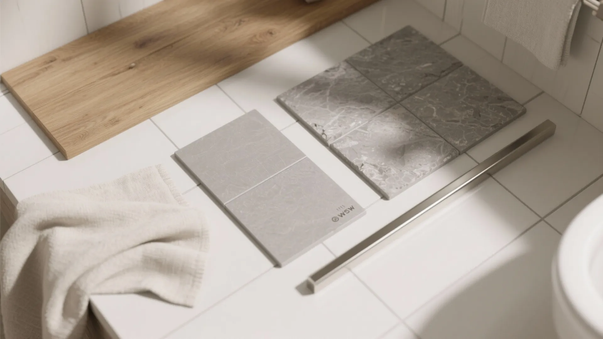 Warm Wood Accents with Matte Tiles