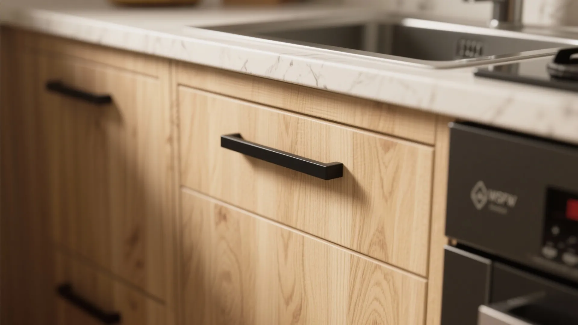 Warm Wood + Matte Appliances for Cohesive Calm