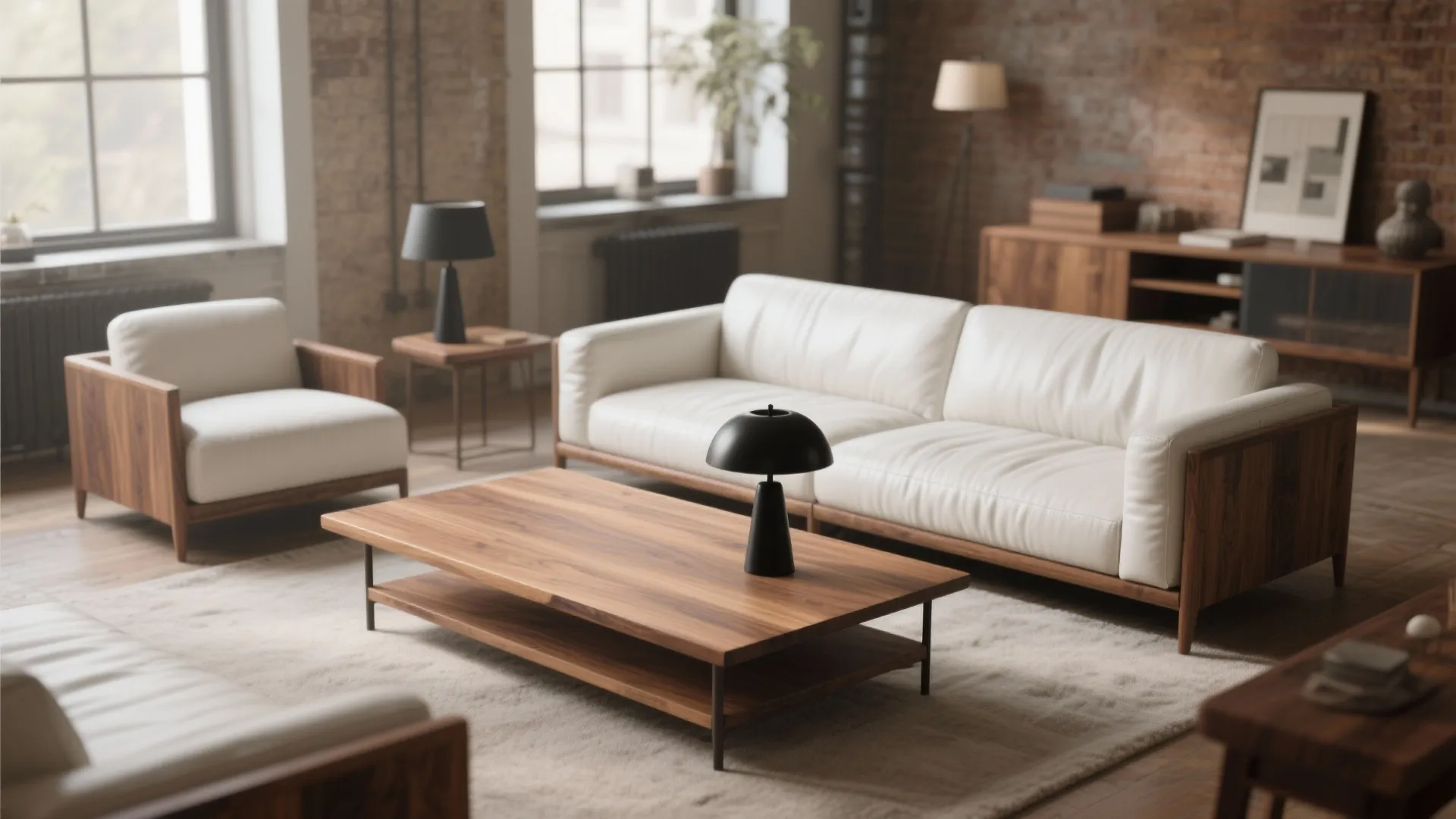 2. Anchor with natural wood and matte metals