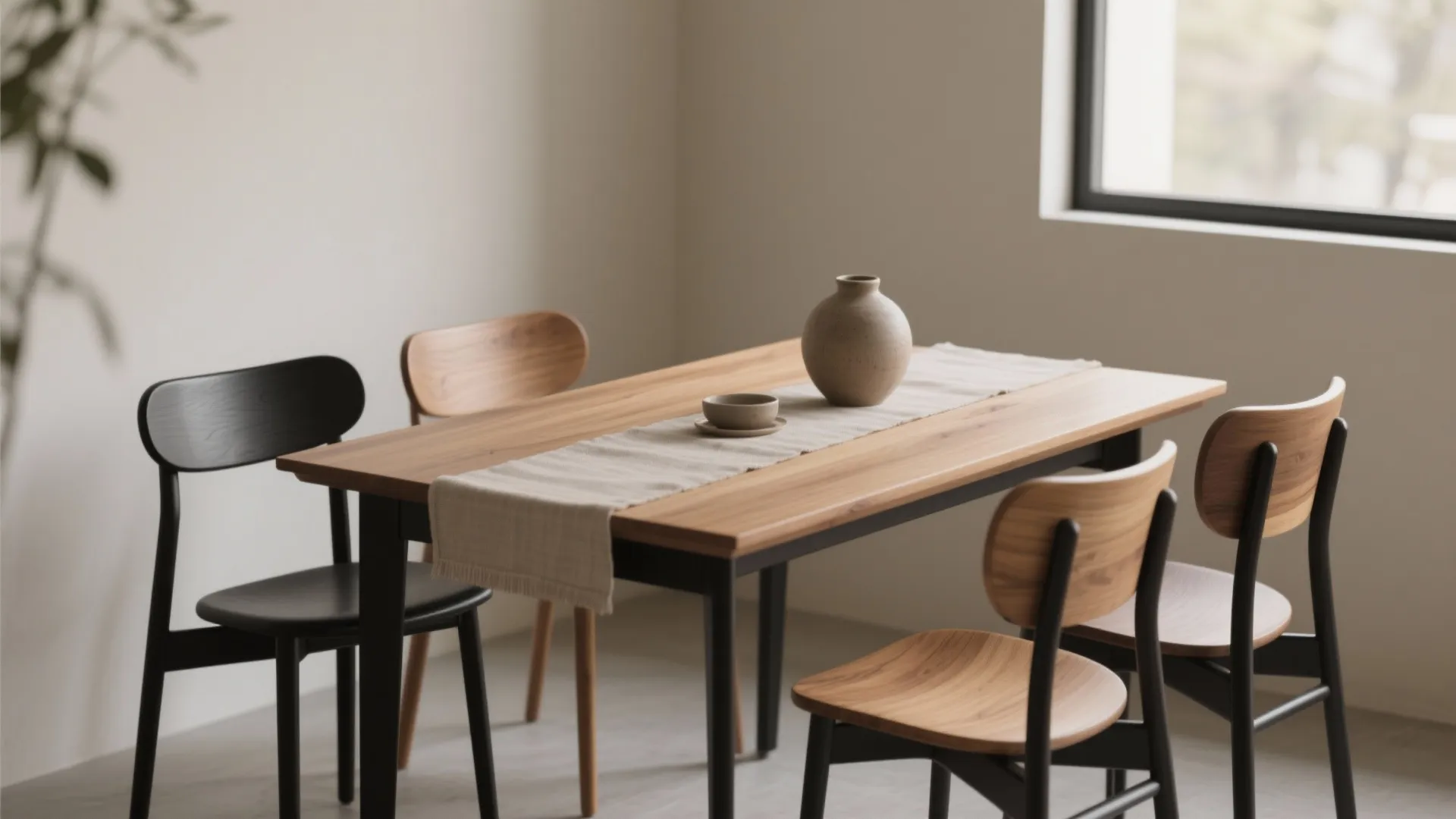 5) Mixed Materials: Wood Seats + Metal Legs