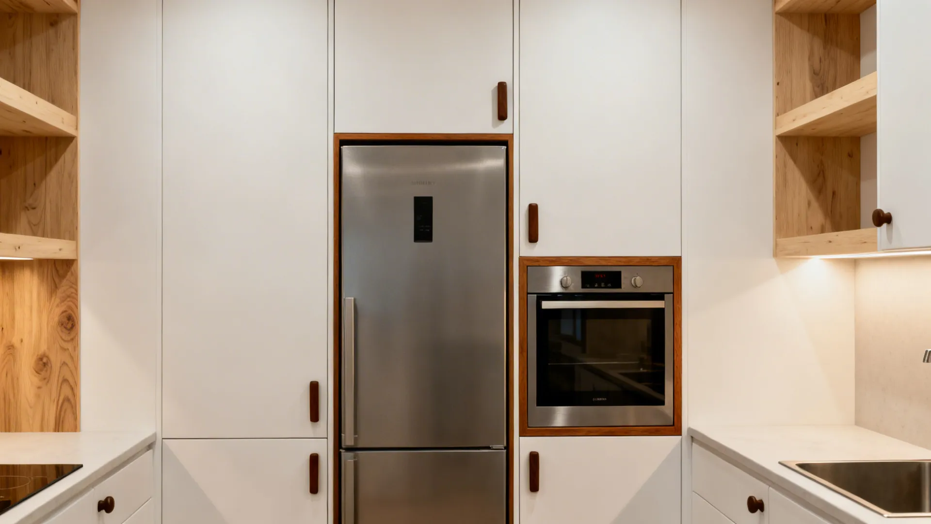 Warm Wood Accents to Soften Metal Appliances