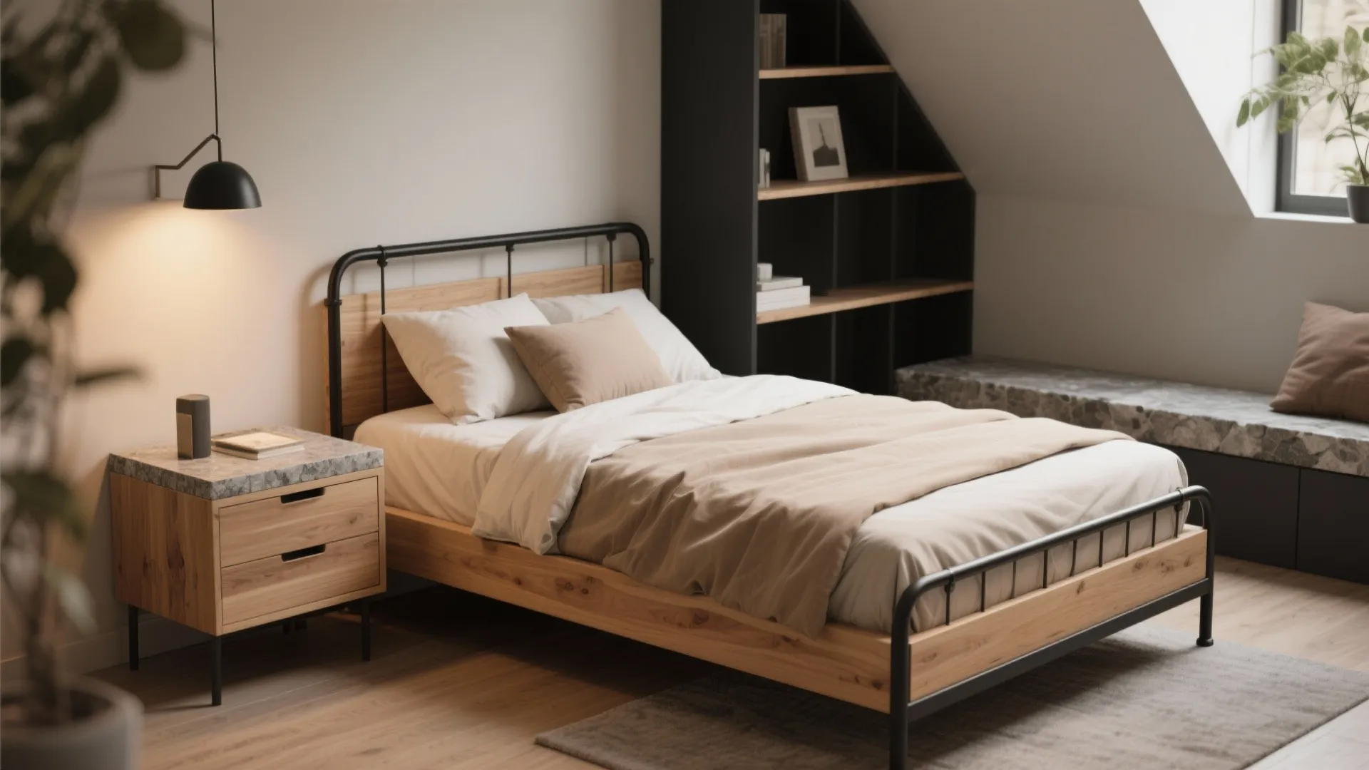 3. Mixed Materials: Wood, Metal, and Stone