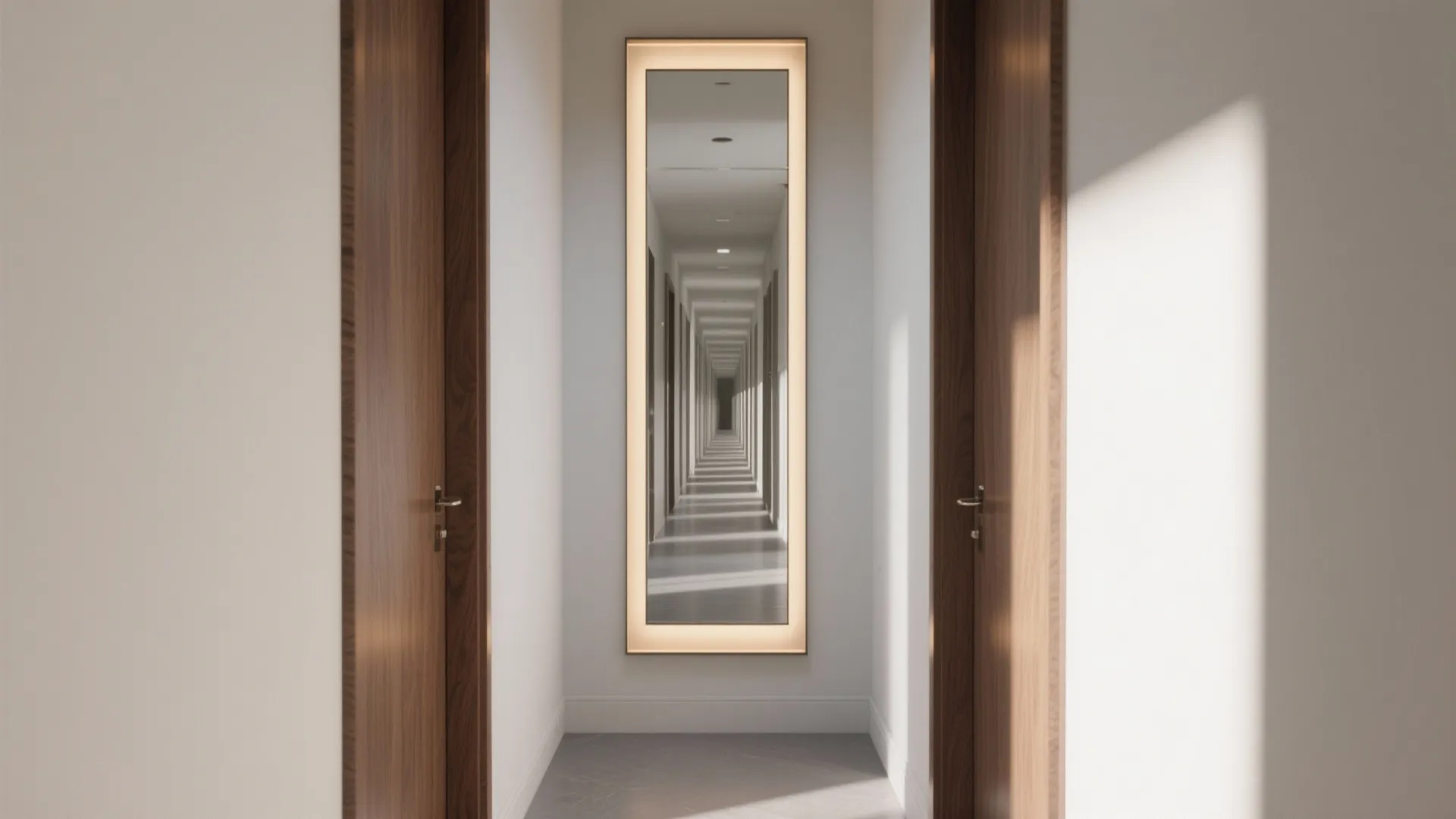 Idea 5: Wood plus mirror to stretch the space