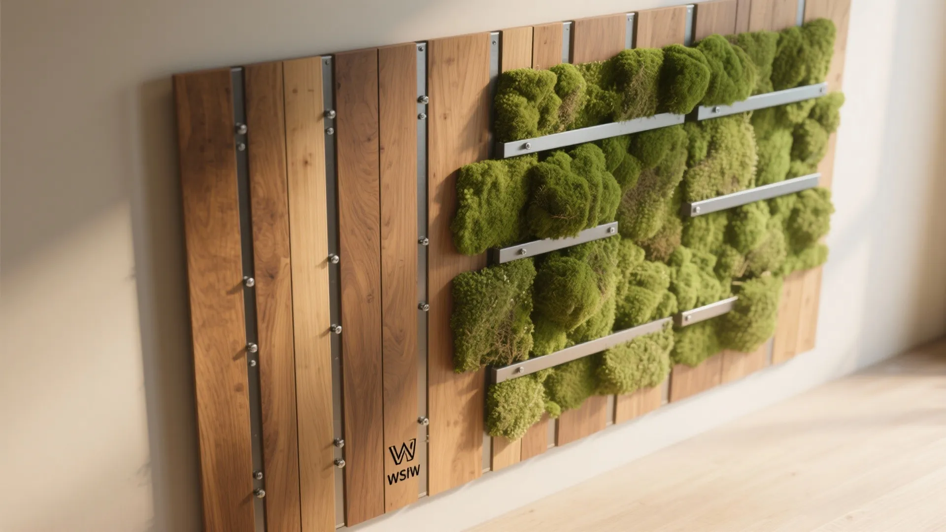 Hybrid wood‑and‑grass textures for warmth and depth
