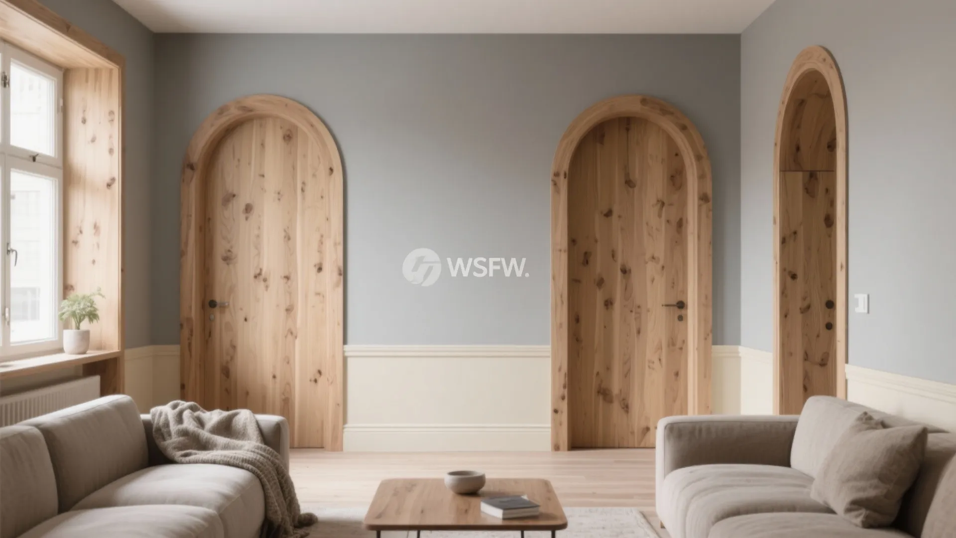 Warm Wood Accents with Soft Neutral Borders