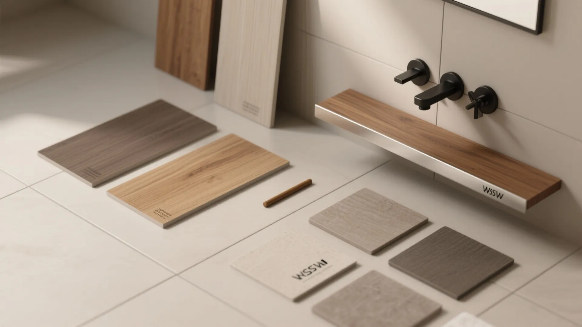 Warm Wood Accents with Neutral Floor Tiles