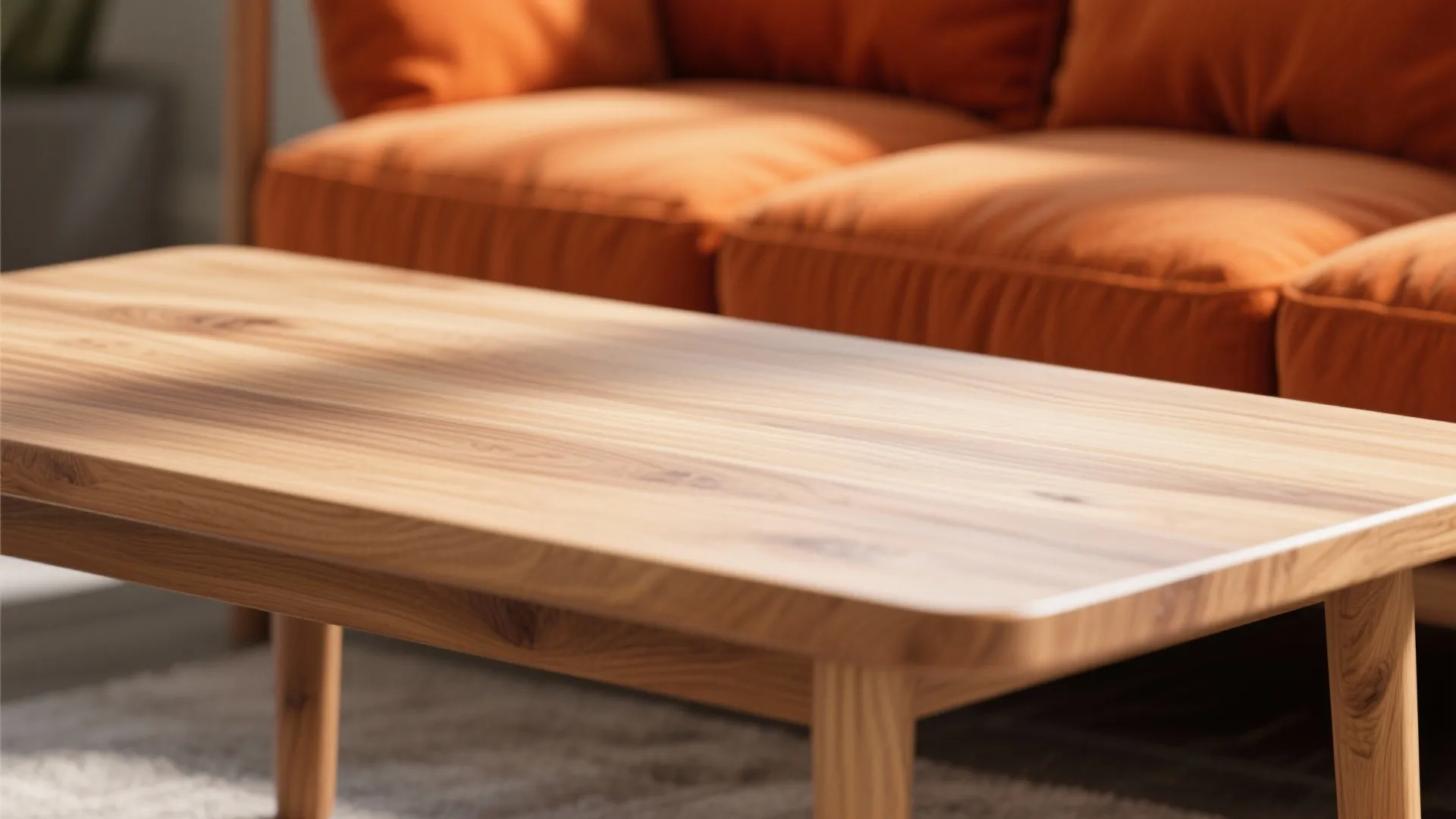 7. Wood Elements with Orange Cushions