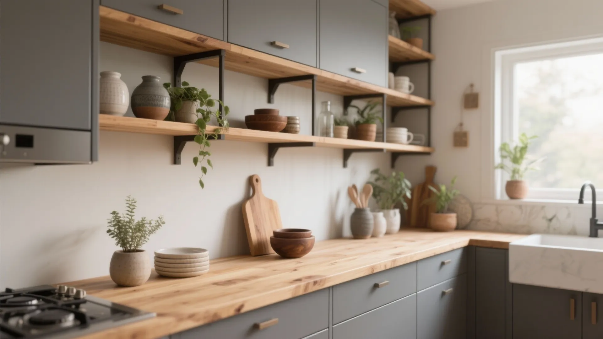 4. Warm Wood Pairing to Soften Cool Greys