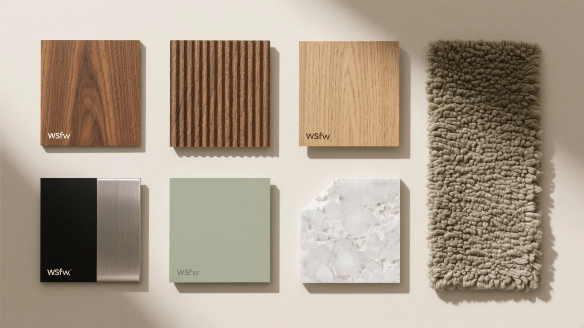 Balanced materials: warm wood accents with textured neutrals