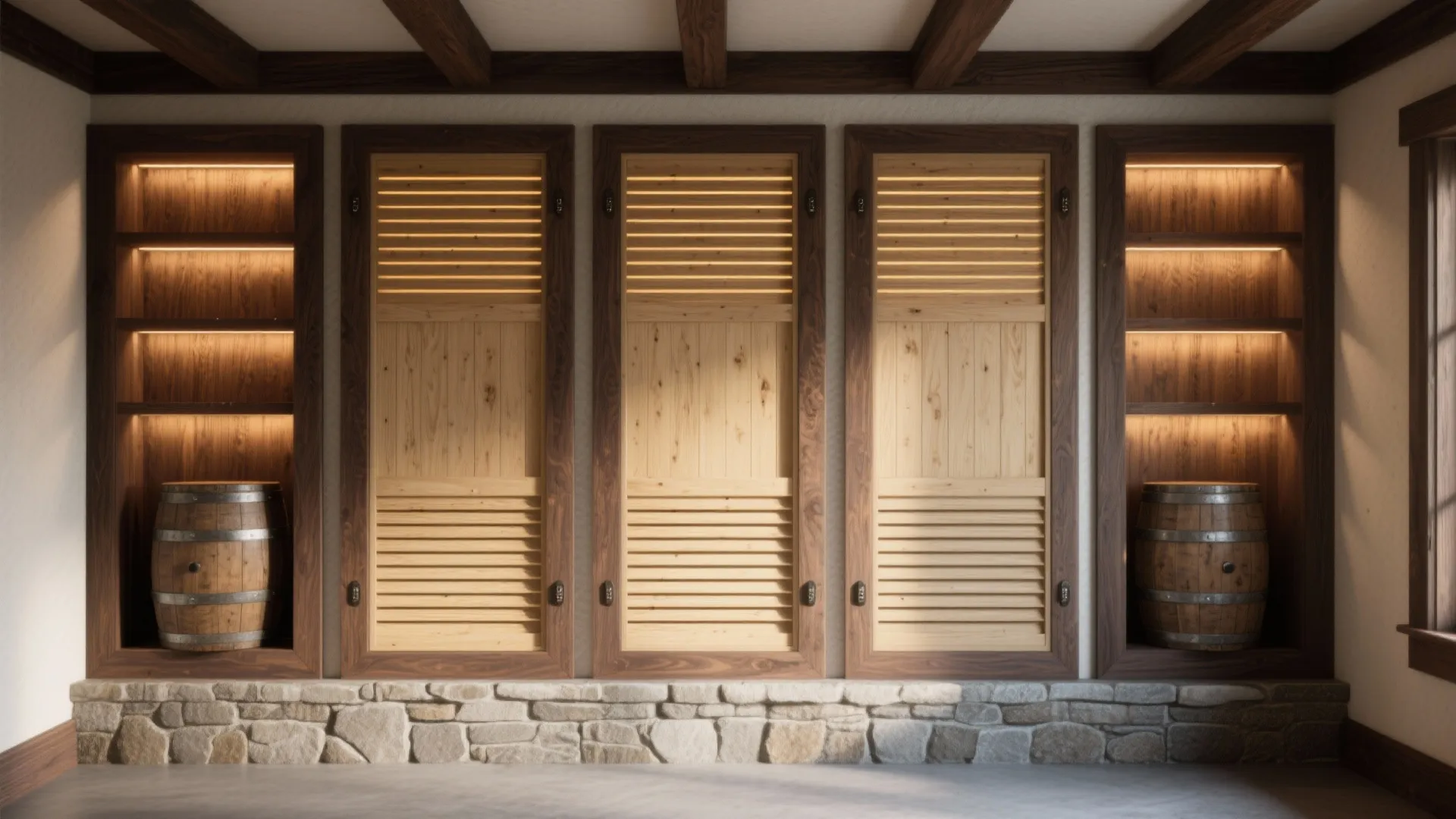 Framed Wood Panels with Beam Details