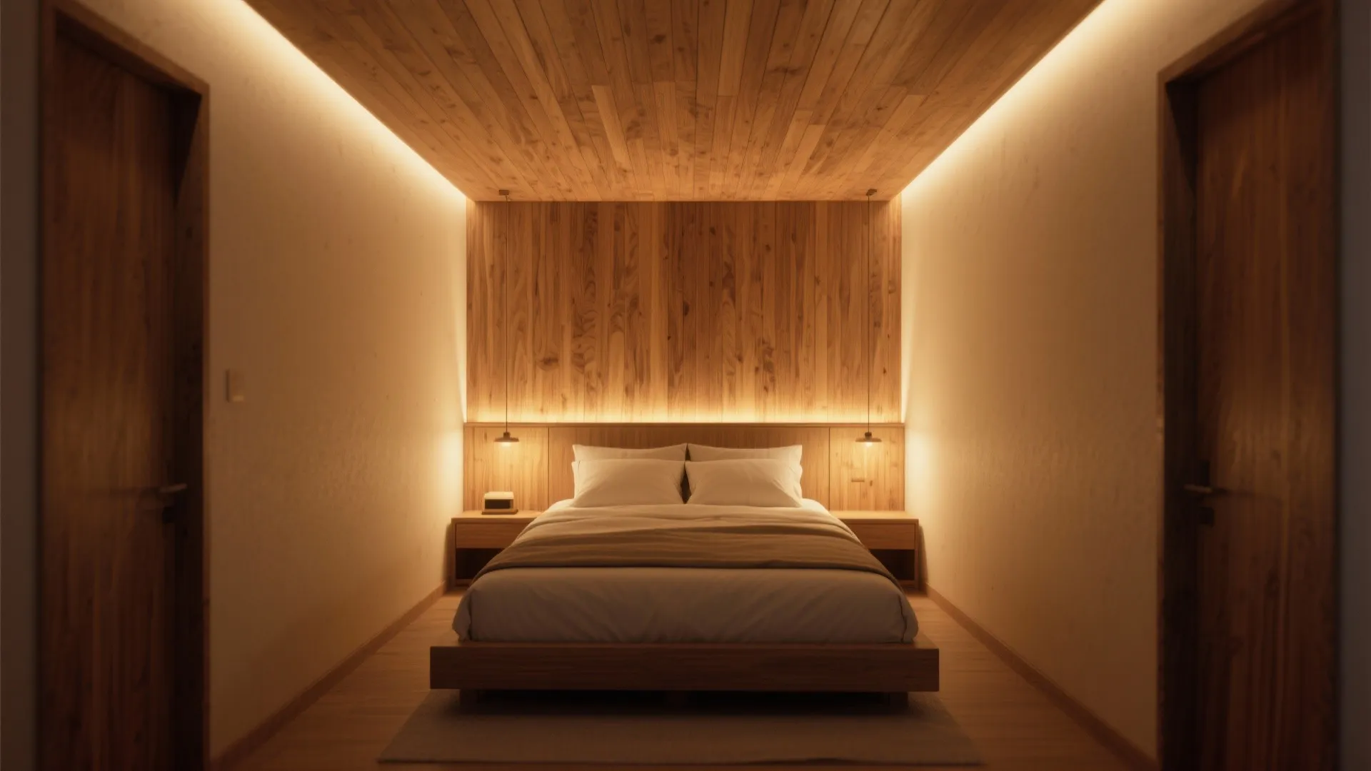 Wood panel false ceiling