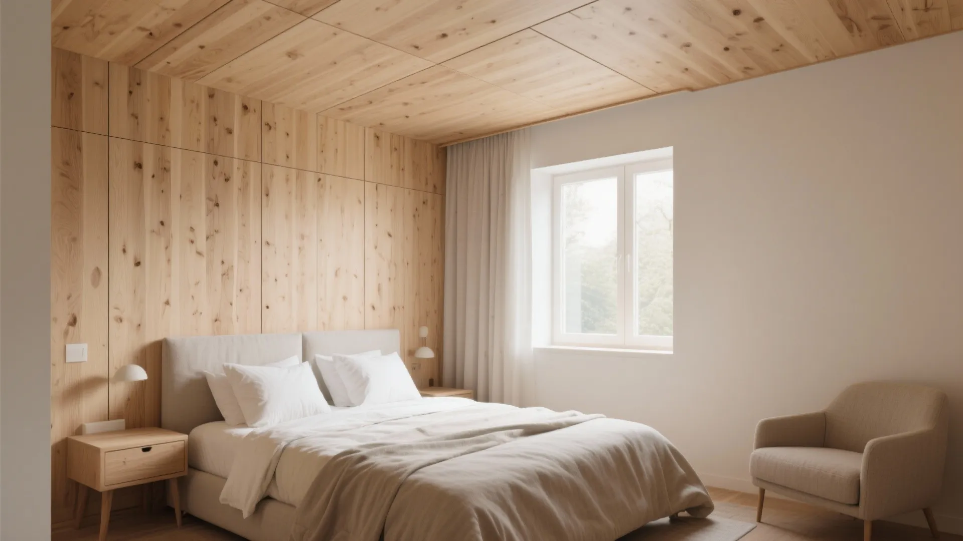 Textured Wood Panel Ceiling