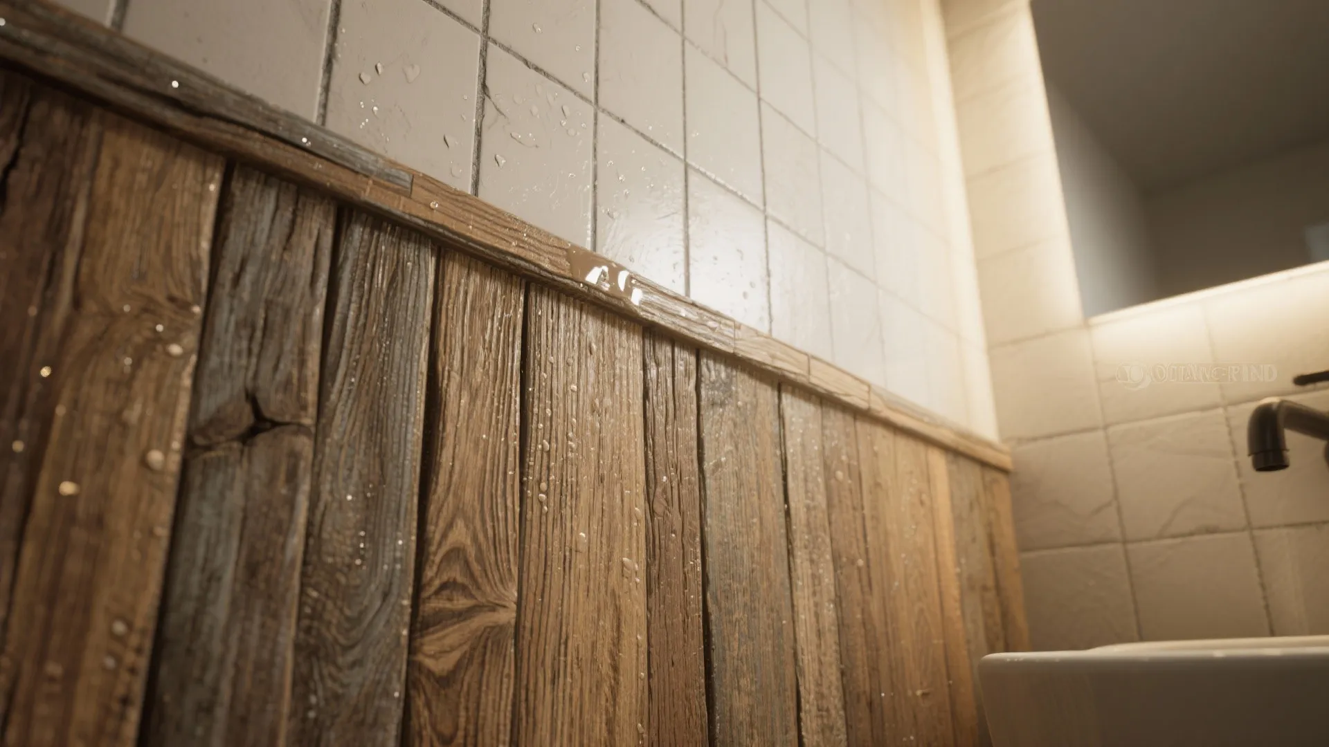 4. Reclaimed wood or waterproof wood-look panels for warmth