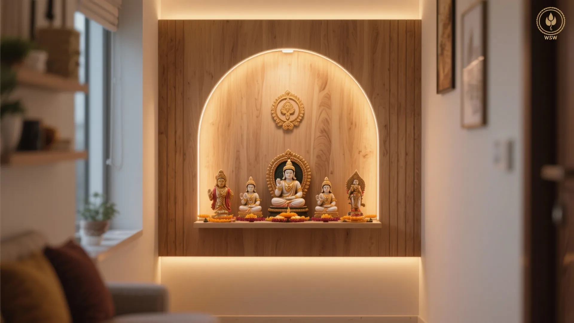 Minimal Wooden Back Panel Mandir