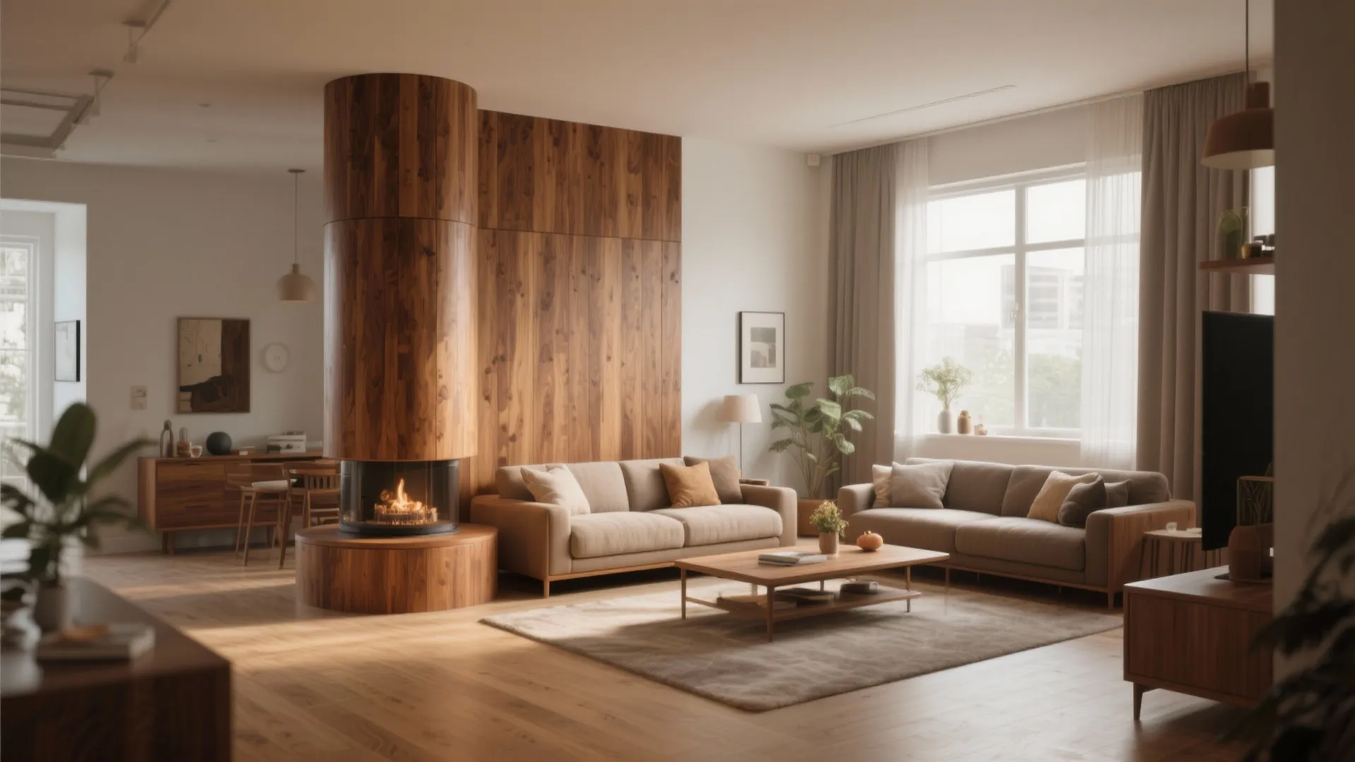 Wrap Pillar with Wood Panels