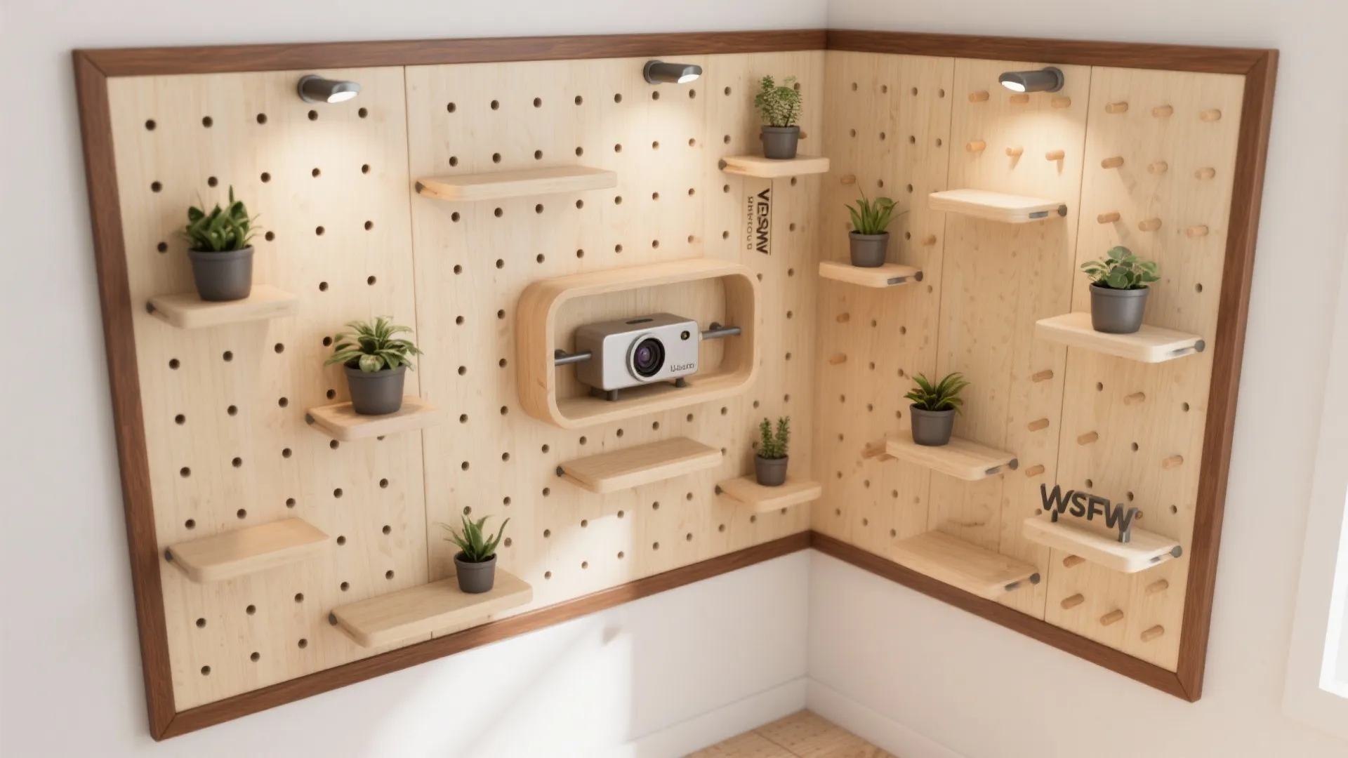 Modular Wooden Pegboard Gallery Wall