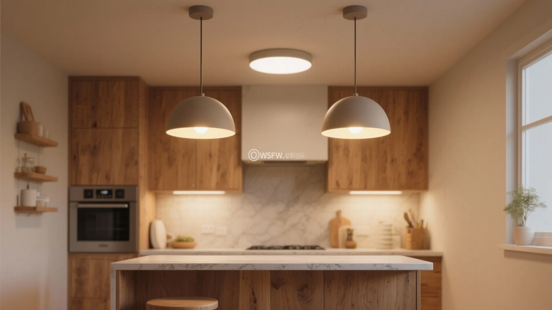 Warm Wood Accents, Soft Pendants