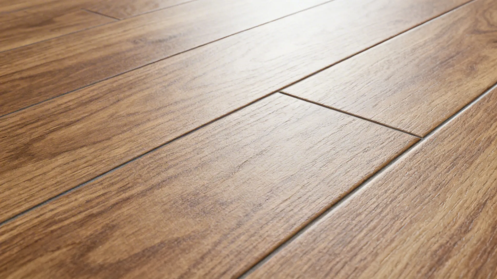 Close-up of matte wood-look porcelain with realistic oak grain and micro-bevel.