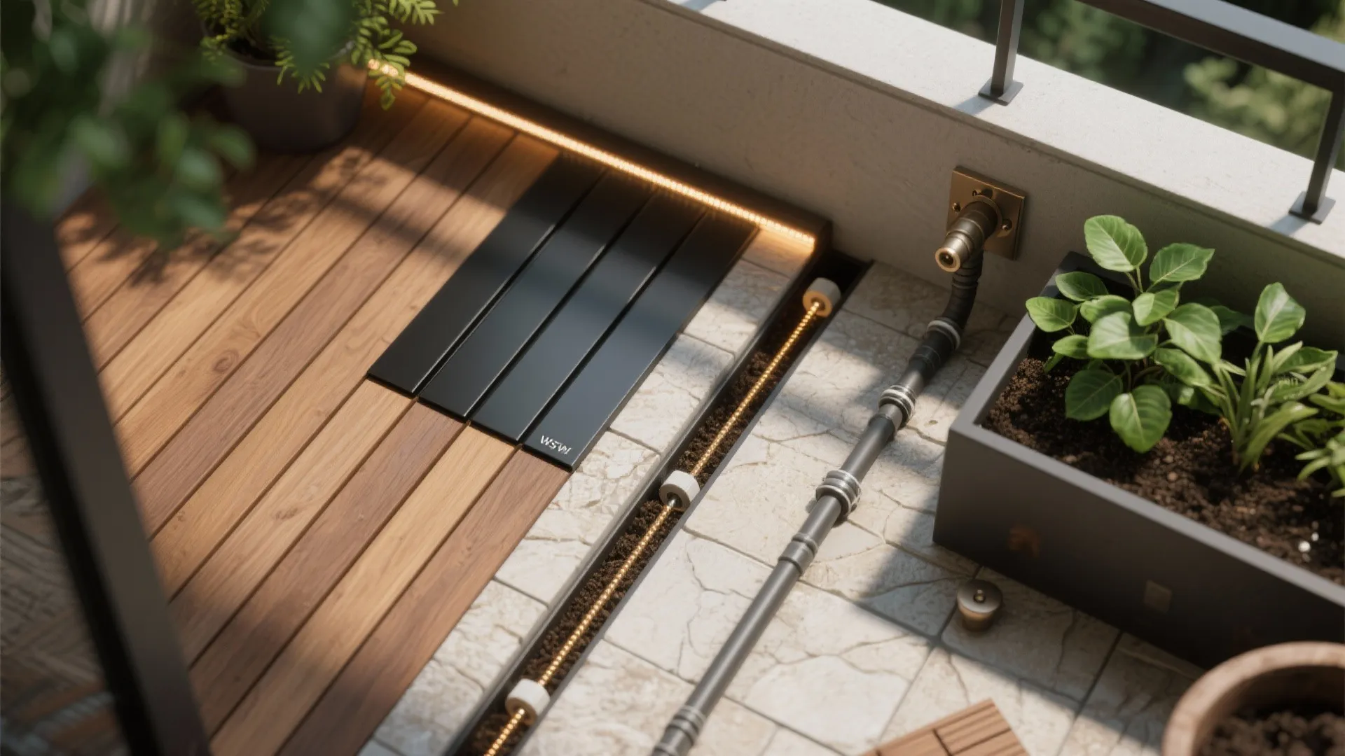 Warm Wood, Planting, and Privacy Layers