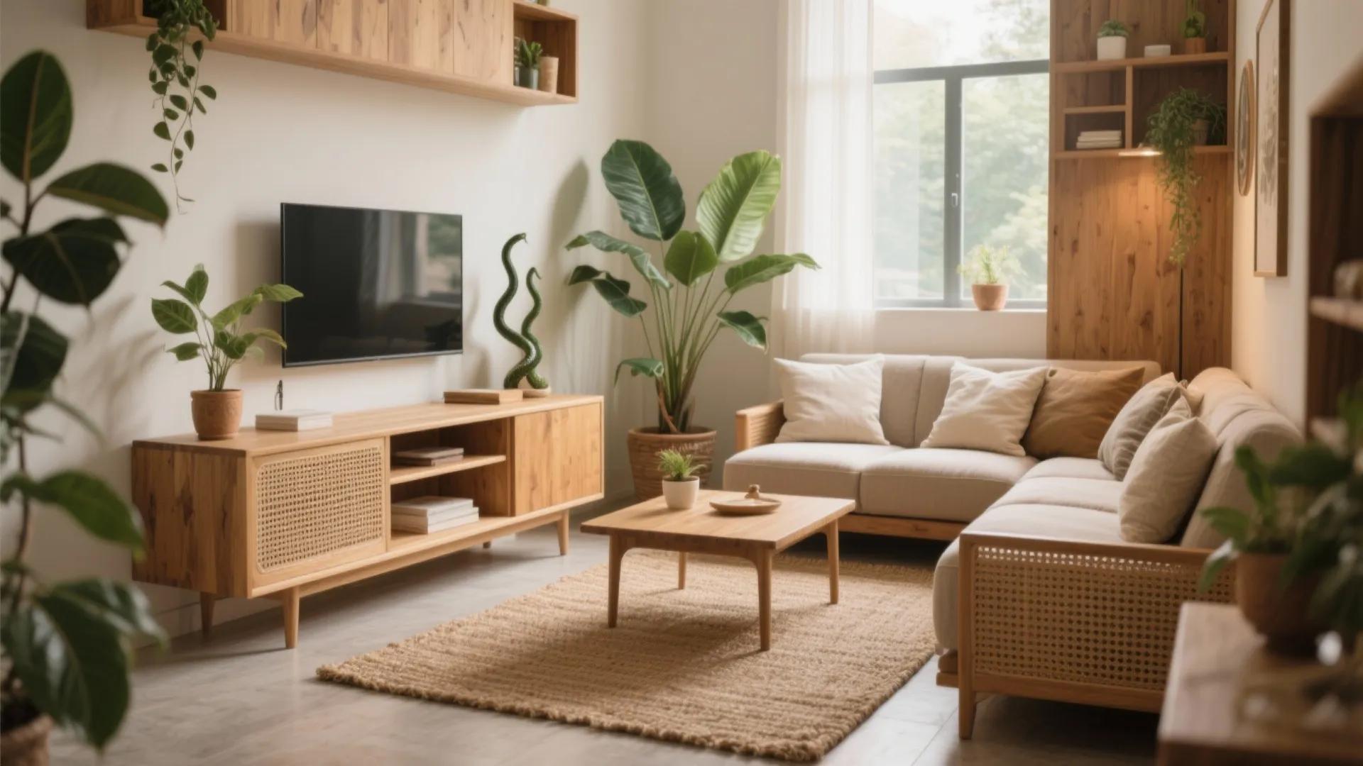 Nature-Inspired Warmth: Wood, Plants, and Textures